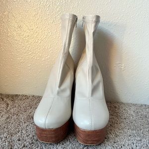 Lulu’s faux leather cream platform boots
